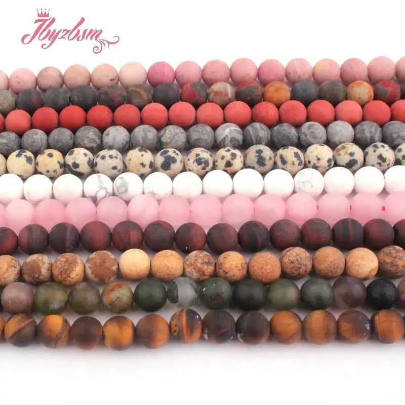 

8mm Round Beads Frost Natural Stone Beads Tiger Eye,Rhodonite,Quartz For DIY Necklace Bracelet Jewelry Making 15" Free Shipping