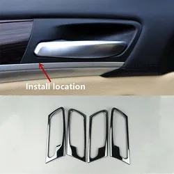 Black Inner Door Handle Frame Decoration Cover Trim 4Pcs For BMW X5 E70 2008-2013 Stainless Steel Car Interior Accessories