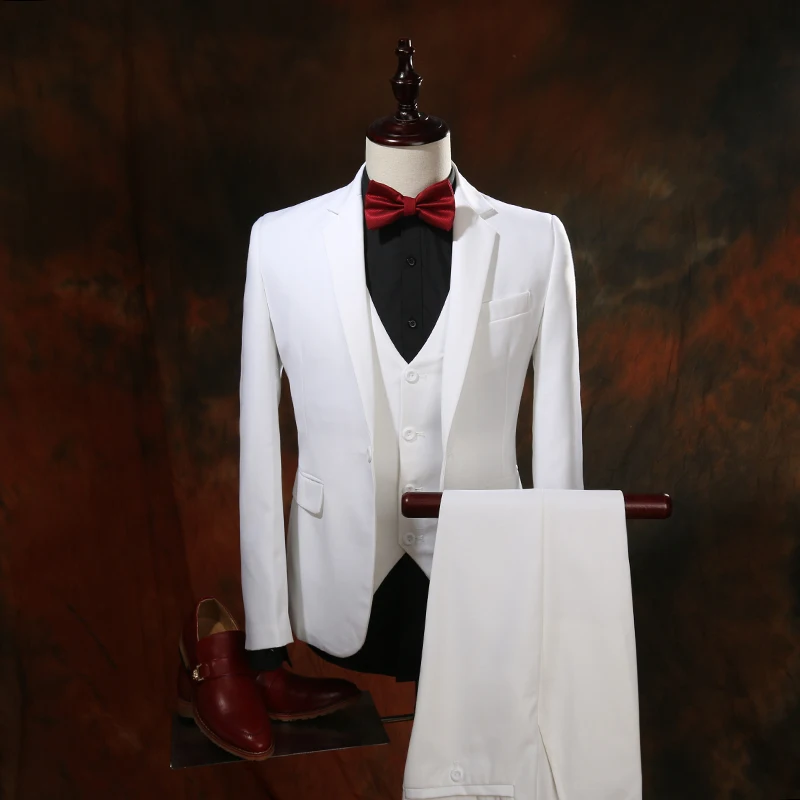 FOLOBE Costume Mariage Homme Ternos Stock White Slim Fit Suits Bridal Tuxedos Wedding Suits Formal Suits