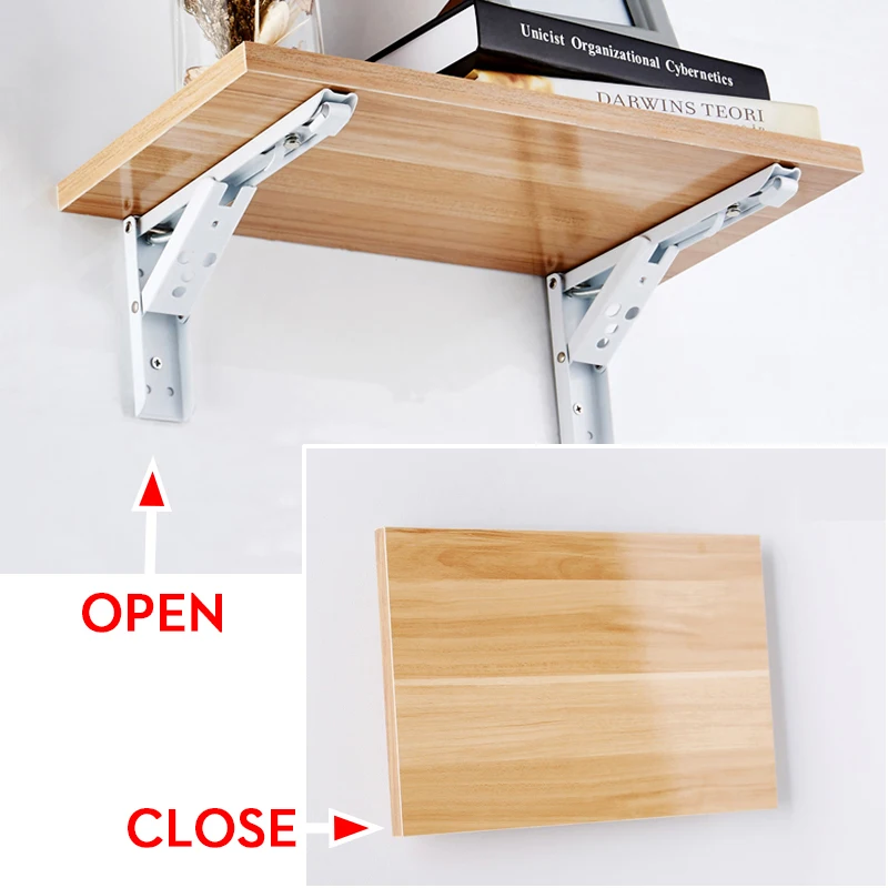 KAK Folding Triangle Bracket Wall Mounted Bench Table Shelf Support Hidden Table Support Kitchen Storage Furniture Hardware