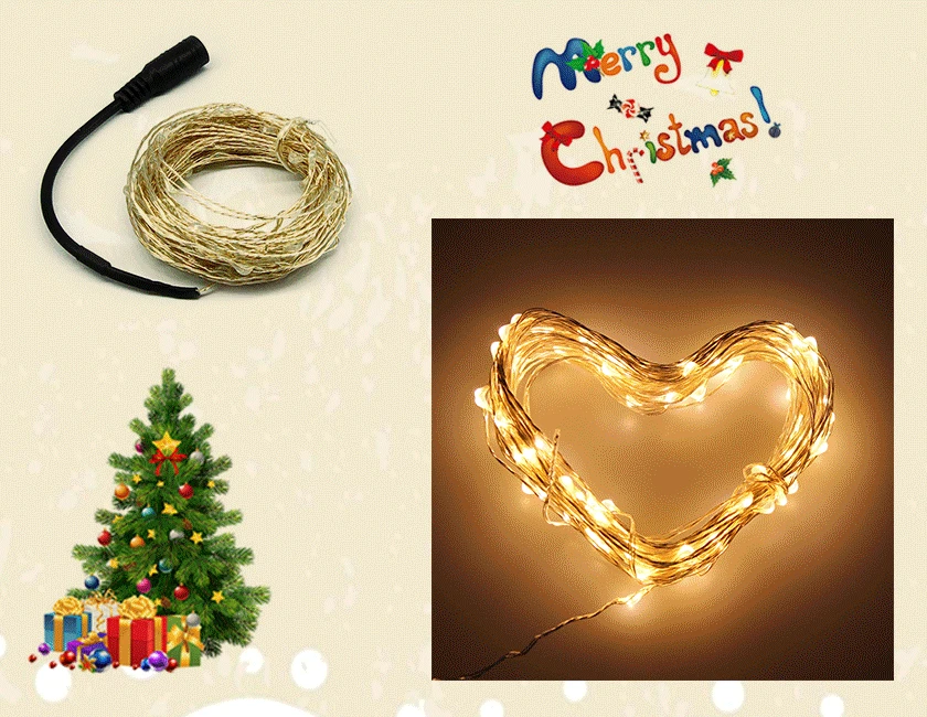 1sets 5M 10M Copper Wire LED String lights Holiday lighting Fairy Garland + LED power supply