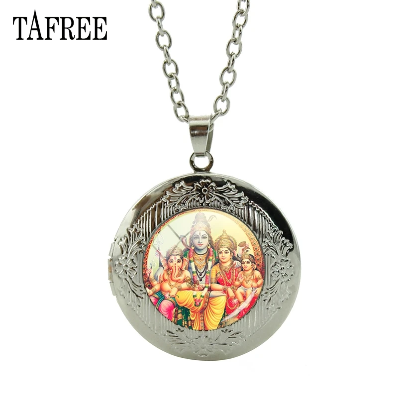 TAFREE Hindu Lord Shiva Locket Necklace Buddha Shiva Lord Elephant Religion God India believer Spiritual Amulet Necklace LS60