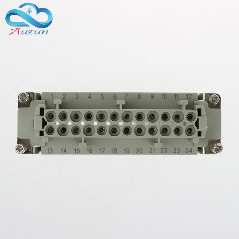 Rectangular H24B - HE - 024-1 heavy duty connectors 24 pin line 16 a500v screw feet of aviation plug on the side