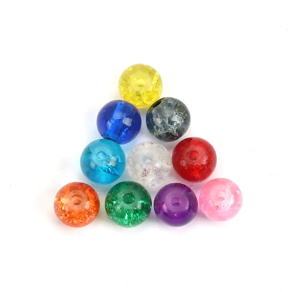 DoreenBeads 200 PCs randomly Mixed Crackle Glass Round Beads 6mm Dia. Findings (B04930). mixed at random (B04930), yiwu