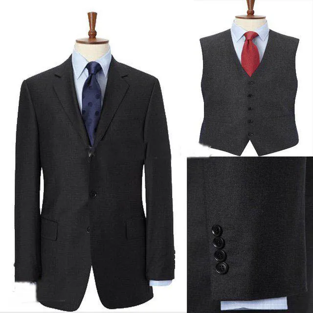 

Custom Made Charcoal 3 Buttons Groom Tuxedos Notch Lapel Groomsmen Men Wedding Suits(Jacket+Pants+Tie+Vest)/best man suitsweddin