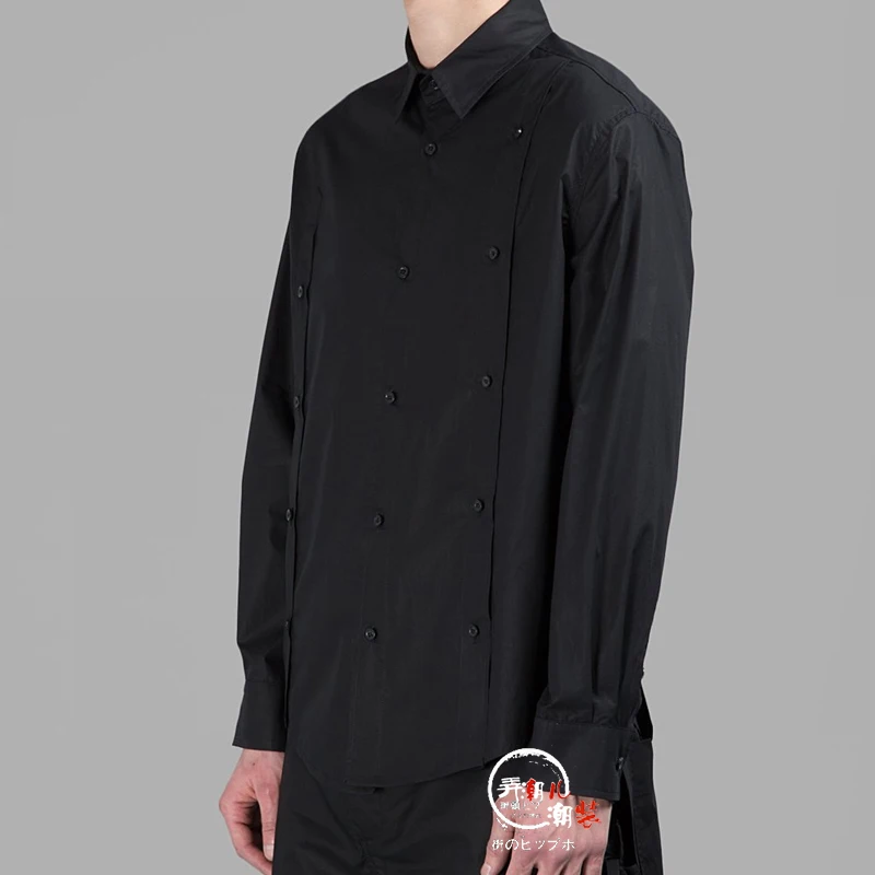 

Original fashionable black shirt with multi-button button deconstruct creative long-sleeve shirt S-6XL! Large men's shirts