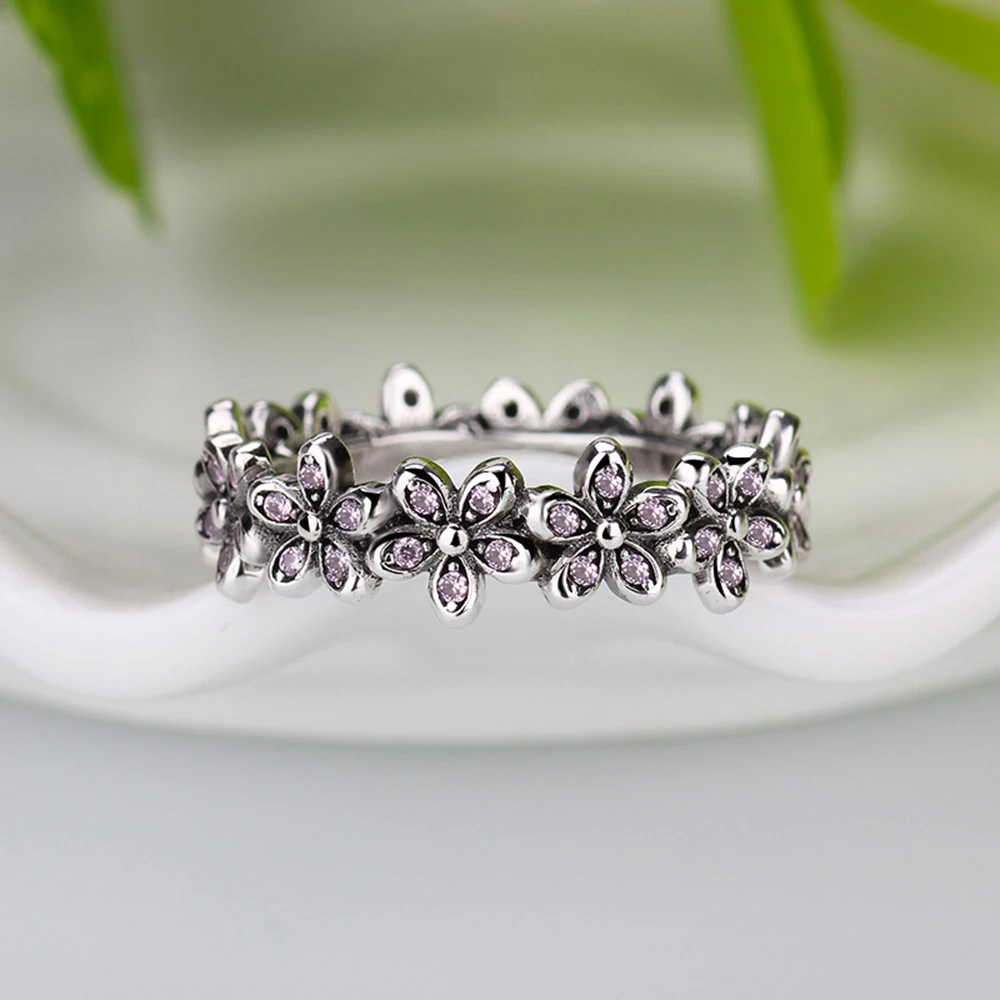 CUTEECO Daisy Rings for woman Silver Color Clear CZ Flowers Brand Rings fashion Wedding Party Jewelry