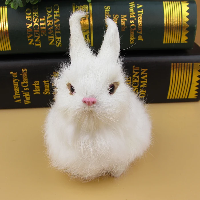 

simualtion rabbit model plastic& furs 12x8cm white rabbit toy home decoration Xmas gift w5762