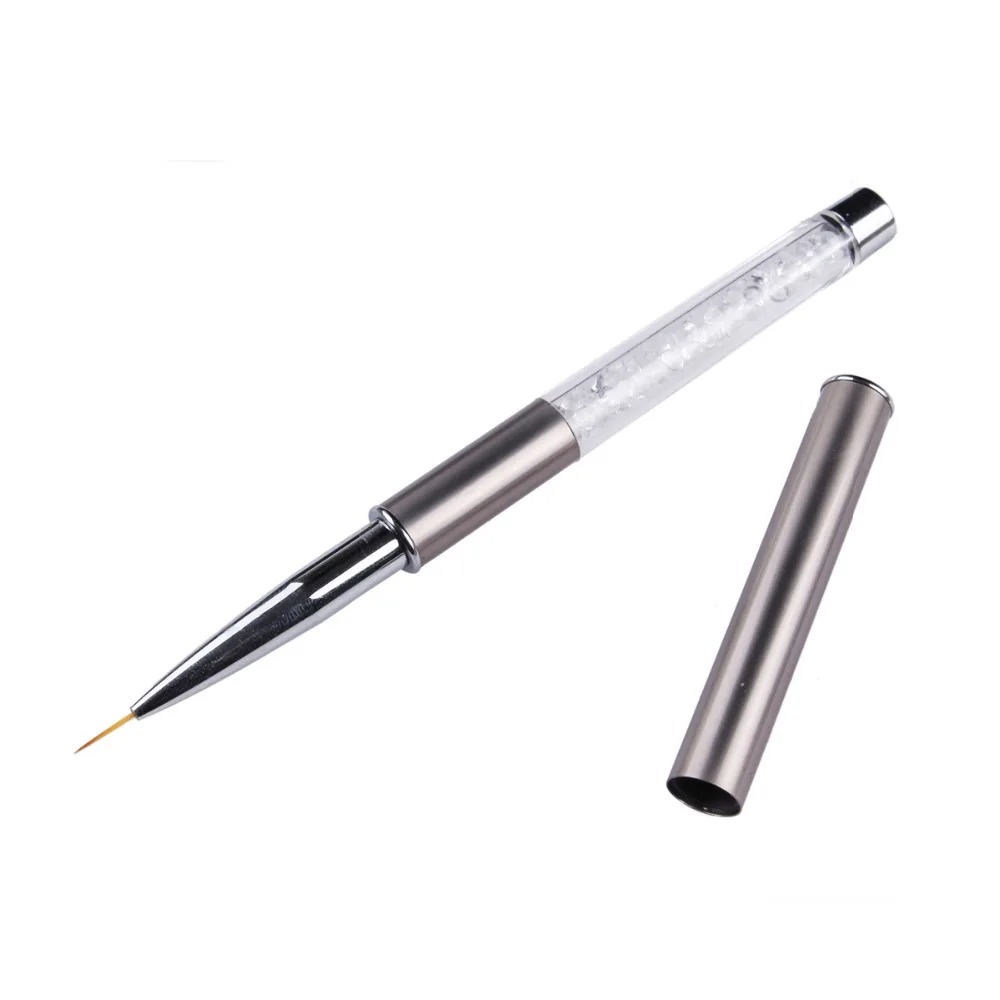 1pc 10mm Nail Art Brush Painting Flower Drawing Line Pen Manicure Crystal Rhinestone Metal Acrylic UV Gel Polish Tip Design Tool