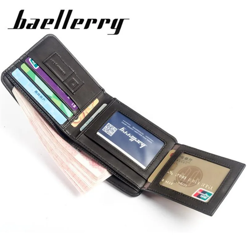 baellerry Vintage Soft Nubuck Leather Men\'s Wallet Tri-Fold Purse For Man Boys Money Bag Male Credit Card Holder