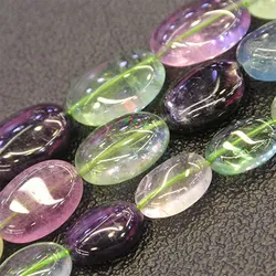 10x14mm Natural Oval Fluorite Beads DIY Loose Stone Beads For Jewelry Making Beads Bracelets For 15'' Women Necklace Gift