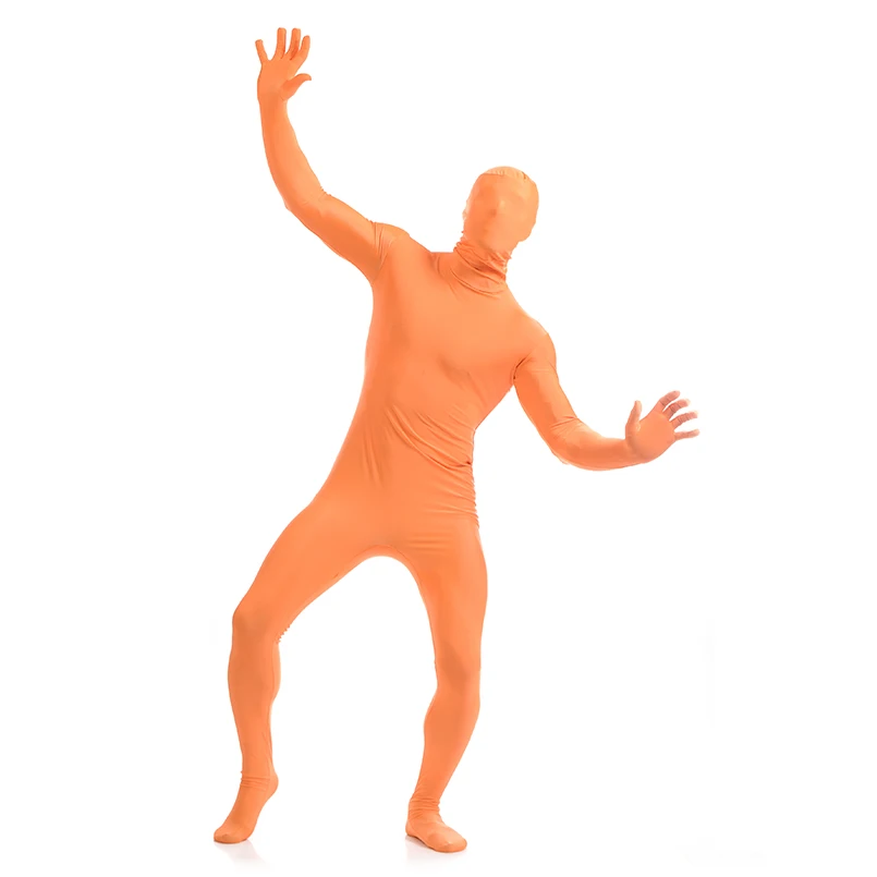 Zentai-traje de cuerpo entero de LICRA para adultos, traje de piel, Catsuit, Disfraces de Halloween, mono Unisex personalizado para entrepierna con cremallera