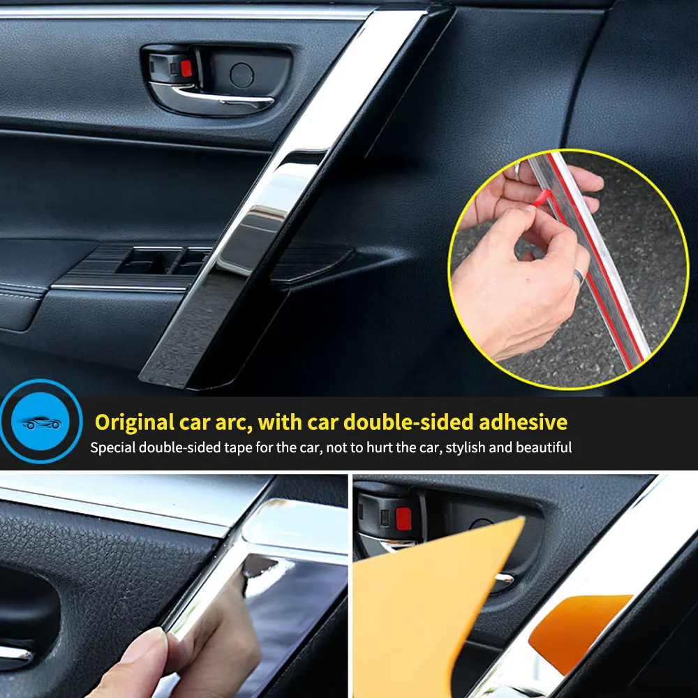 8Pcs Car Accessories Interior Armrest Trim Stainless Steel Door Handle Trim For Toyota Corolla 2014 2015 2016 2017 2018