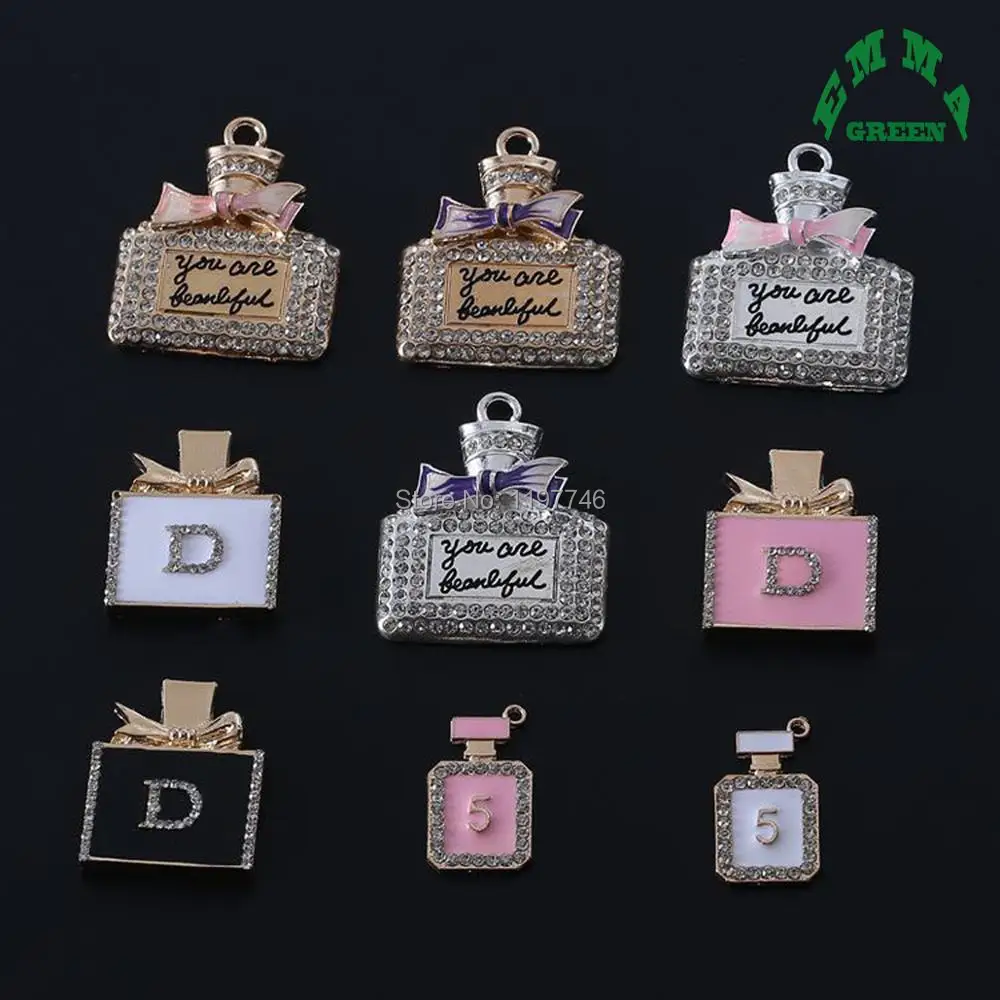 

Perfume Bottle Crystal Enameled Buttons Flatback Famous Square Rhinestones Embellishment for Christmas DIY Decoration 2 pcs