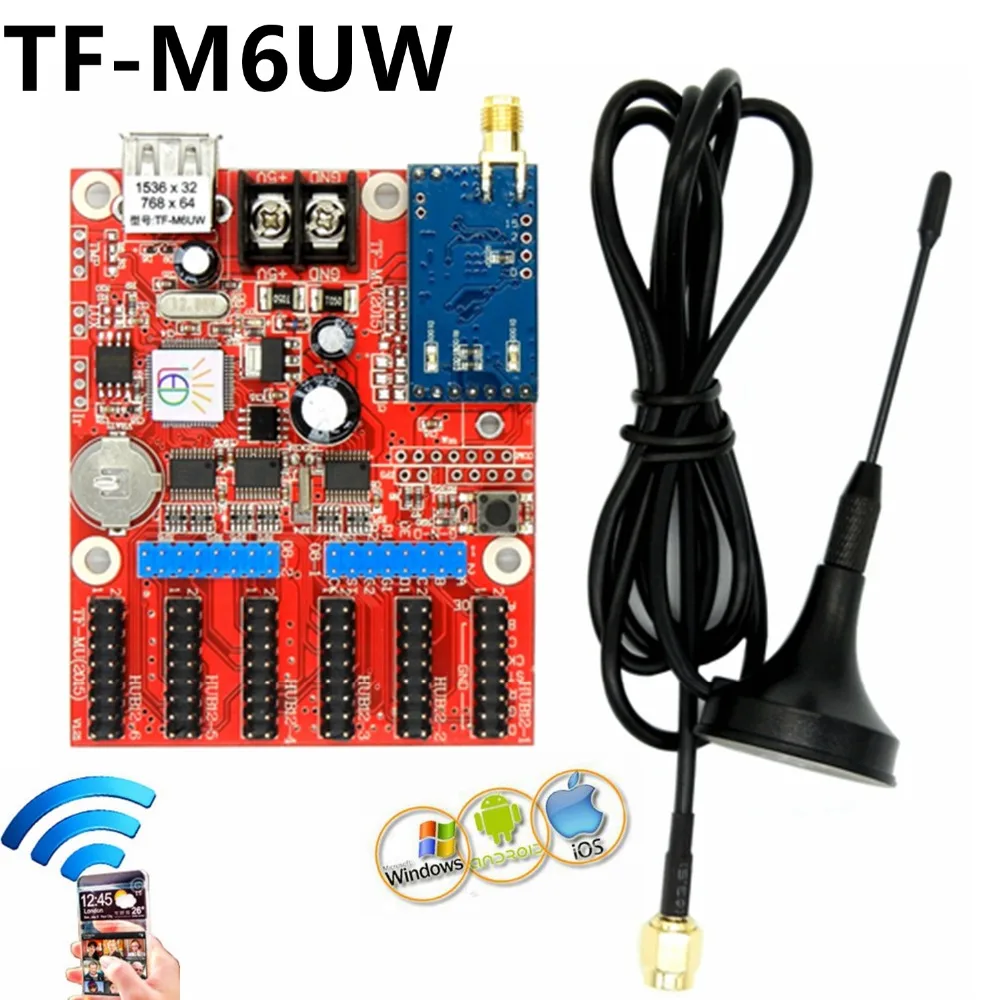 TF-M6UW WIFI+USB Led Control Card 1536*32,768*64 Pixels Single Dual Full Color Wireless Controller For Led Screen Board