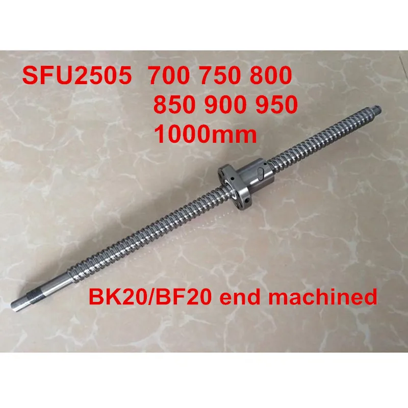 

1pc SFU2505 - 700 750 800 850 900 950 1000 ballscrew + ball nut with BK20 / BF20 end machined CNC parts