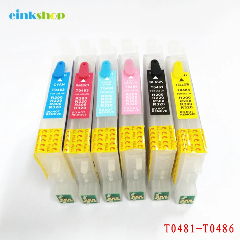 T0481- T0486 Refillable Ink Cartridge For Epson Stylus Photo R200 R220 R300 R300M R320 R340 RX500 RX600 RX620 RX640 Printer