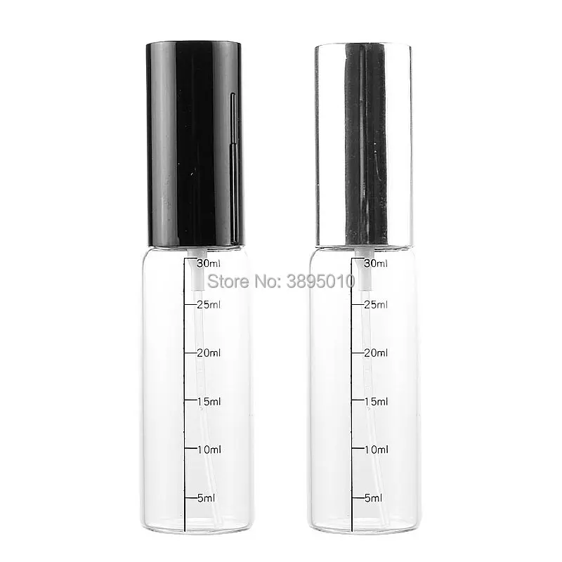 30ml Glass Perfume Bottle Vial Clear Black Sprayer 1oz Mist Sprayer Glass Scale Bottle 30 cc parfum glass atomizer F338