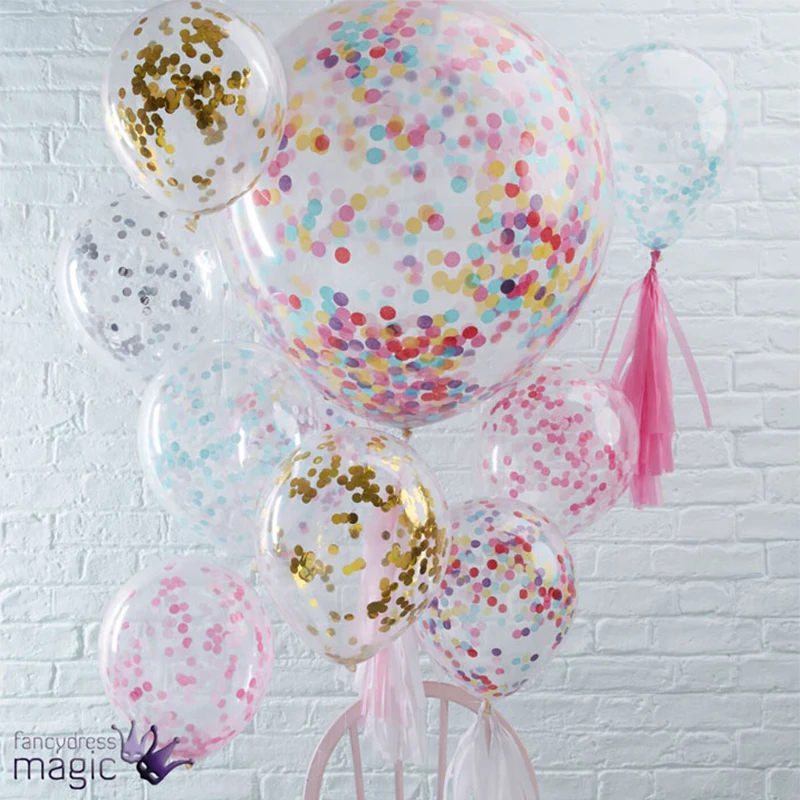 CHLEZI New 10 Pcs / lot 12 inch transparent confetti balloon Birthday Wedding Party Decorative Balloon Popular popular wholesale