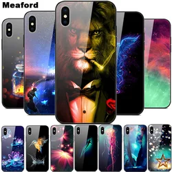 Tempered Glass Case For iPhone 7 Plus 8 8Plus 6 6S Cover Soft Bumper 3D Cat Printing Funda For iPhone XS MAX XR 10 11 Phone Case