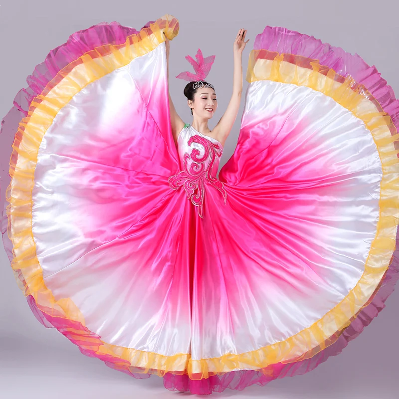 New Opening Dance Dress Spanish Big Swing Dress Female Embroidery Transition Color Stage Performance Nation Dance Costume H574