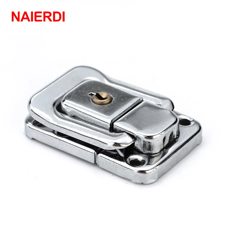 NAIERDI J402 Cabinet Box Square Lock With Key Spring Latch Catch Toggle Locks Mild Steel Hasp For Sliding Door Window Hardware