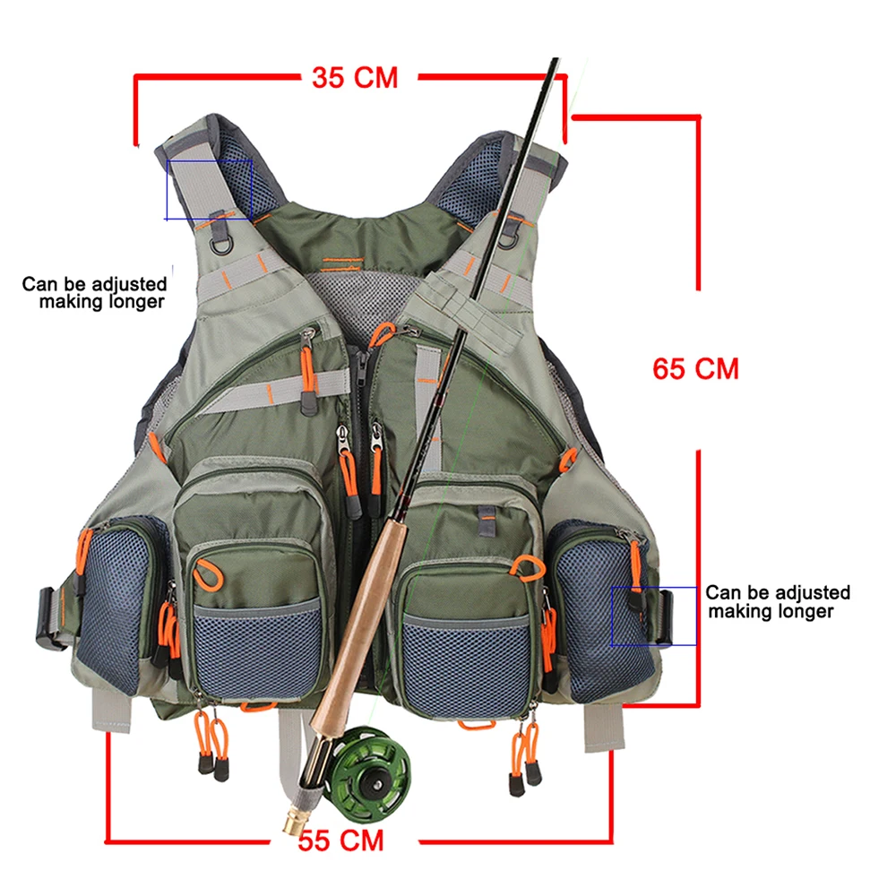 Fly Fishing Vest Adjustable Size Multiple Pockets Bass Fishing Mesh Backpack for Men and Women