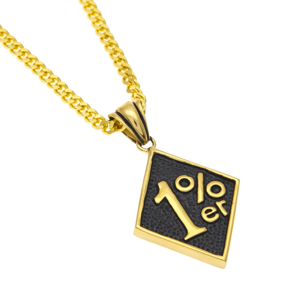 TBTK Square One Percent 1% ER Pendant Black Necklace Trendy Jewelry Stinless Steel Pendant Necklace