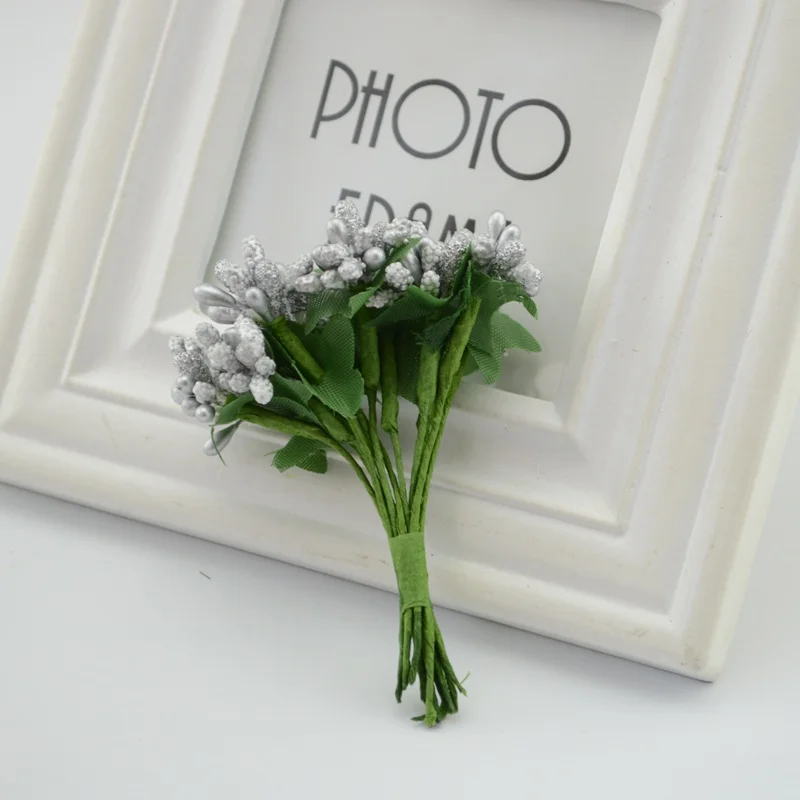 Künstliche Blumen Maulbeere Weihnachtsfeier Kranzmaterial Staubblatt Drahtstiel/Ehe Blätter Staubblatt Hochzeit Kranz Ochsendekoration