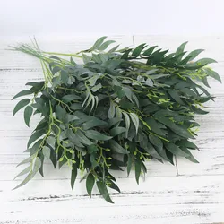 Artificial Silk Willow Leaves Long Branch Green Fake Plants Spring Wedding Home Decoration Arrangement Accessories faux foliage