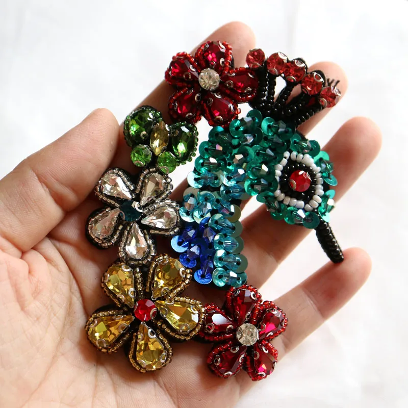 1pc peacock beaded patches for clothing Animals Bird crown butterfly Rhinestone appliques Sequins parche DIY clothes accessories