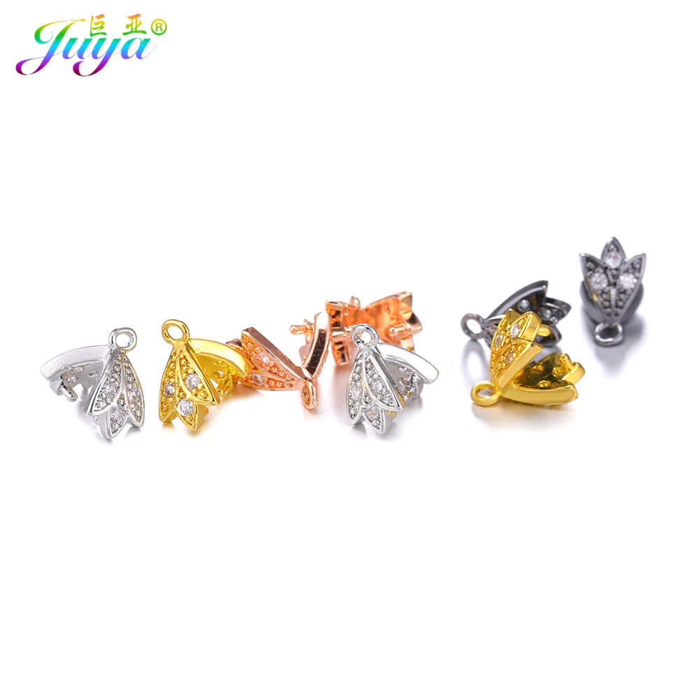 

DIY Crystal Agate Jewelry Findings Flower Clamp Pinch Clip Hooks Accessories For Women Handmade Dangle Earrings Necklace Making