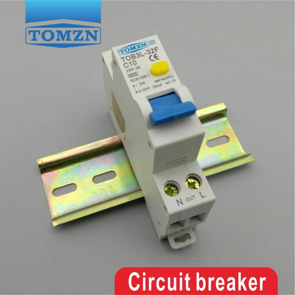 TOB3L-32F 18MM RCBO 10A 1P+N 6KA Residual current Circuit breaker with over current and Leakage protection