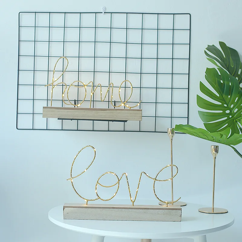 mycyk Nordic entangled letter lights INS creative home jewelry ornaments bedroom bedside wrought iron wood letter night light