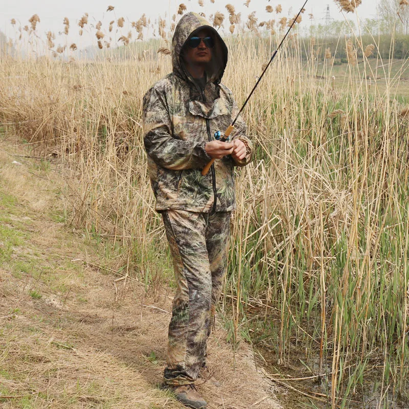 

Water Grass Bionic Camouflage Anti-Mosquito Fishing Hunting Clothes Ghillie Suits Men Fishing Suit Camo Jacket Pants Set