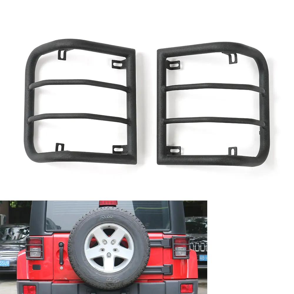 

2pcs/pair Black Metal Billet Tail Light Guards Trim Cover Protector for Wrangler JK 2007-2016 Car Styling Covers