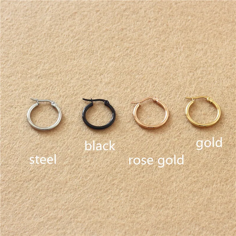 4 Colors Gold-color Plated Titanium 20mm Hoop Earrings 316 L Stainless Steel No Easy Fade Allergy Free