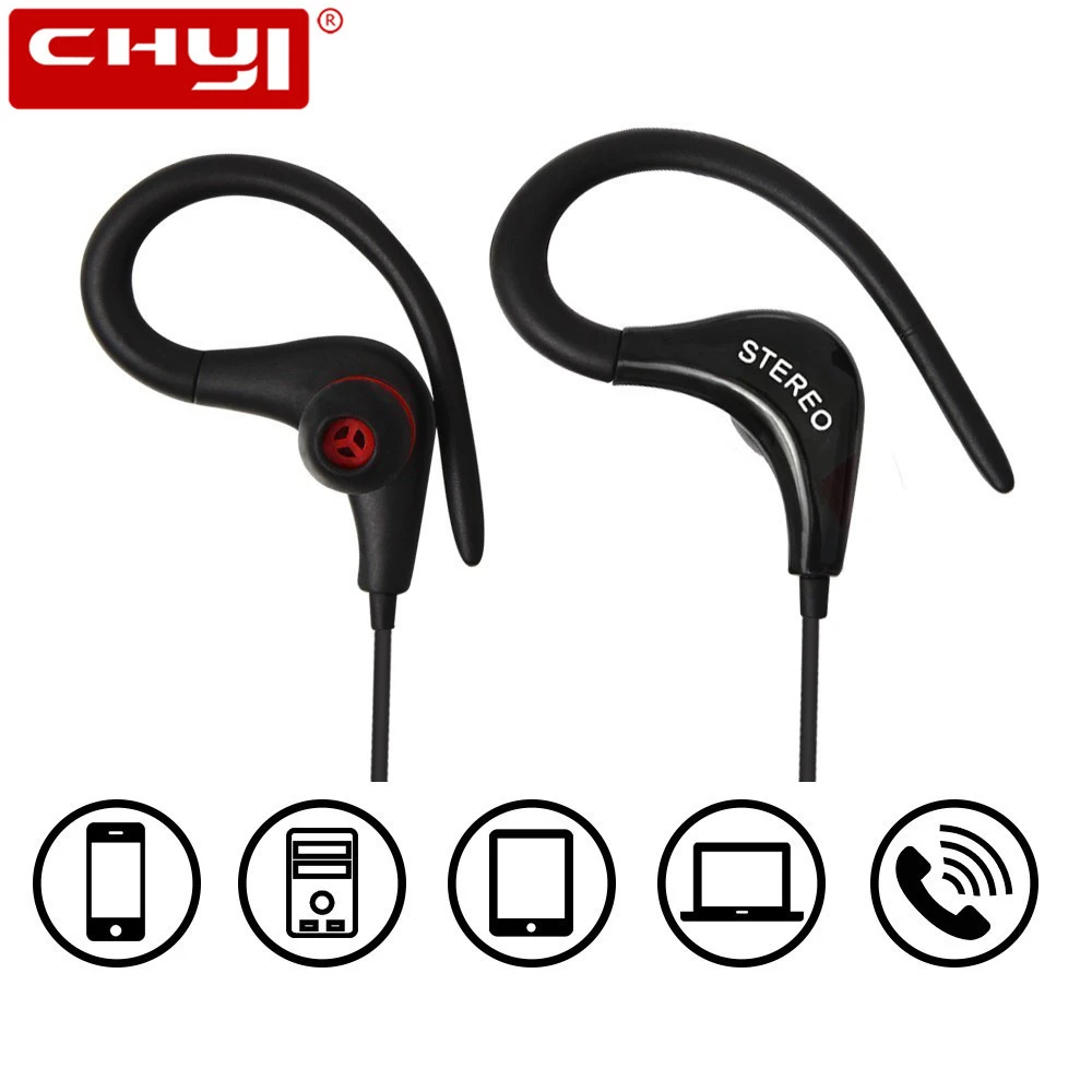 CHYI Bass Earphones Hot Sale Ear Hook Sport Running Headphones For Phones Xiaomi iPhone Samsung IOS Android Phone Headset