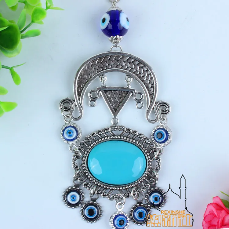 Turkey blue diamond emerald eyes Muslim peace metal pendant evil 