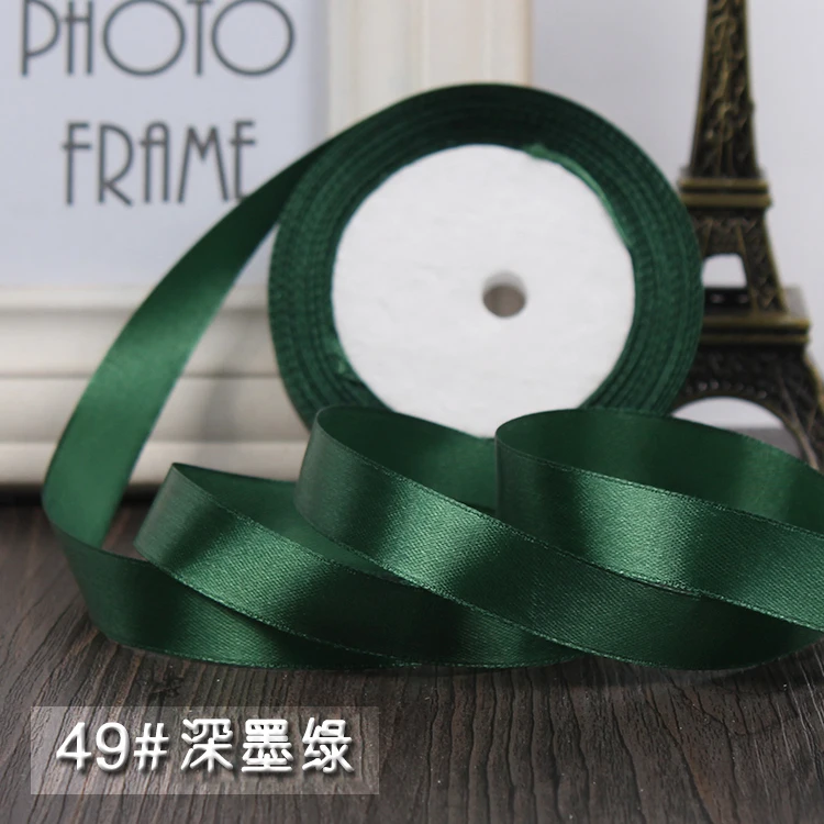 Dark green 5/8''15mm 25 Yards Silk Satin Ribbon Wedding decorative ribbons gift wrap Christmas DIY handmade materials 22 merter