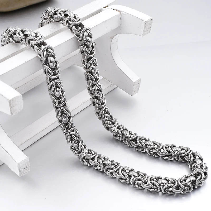 

GOKADIMA 7mm 316L Stainless Steel Necklaces Byzantine Chain New Mens Jewelry 2019 Fashion Cool Gift, Wholesale WN021