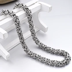 GOKADIMA 7mm 316L Stainless Steel Necklaces Byzantine Chain New Mens Jewelry 2019 Fashion Cool Gift, Wholesale WN021