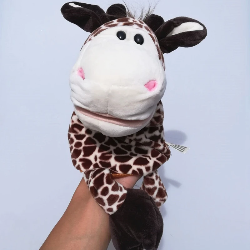 Classic Leuke Carton Animal Handpop Speelgoed Pluche Puppets Giraffe Tijger Aap Beer Leeuw Olifant Pop Baby Speelgoed Dieren Speelgoed