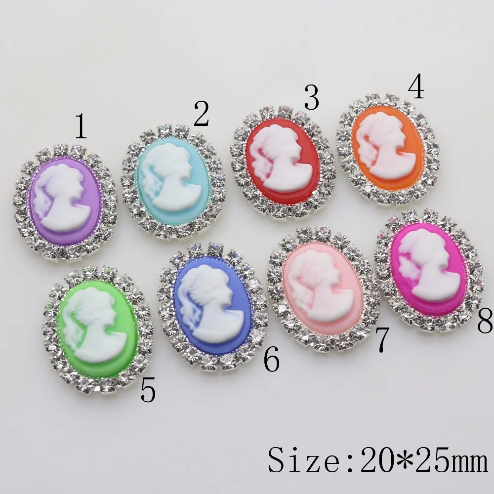 Resin Oval Rhinestone Buttons DIY Accessories, Wedding Invitation, Beauty Avatar, Shiny Buttons, Fashion, 25mm * 20mm, 10Pcs Set