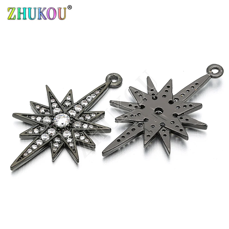 18*31mm Brass Cubic Zirconia Star Charms Pendants DIY Jewelry Bracelet Necklace Making, Model: VD65