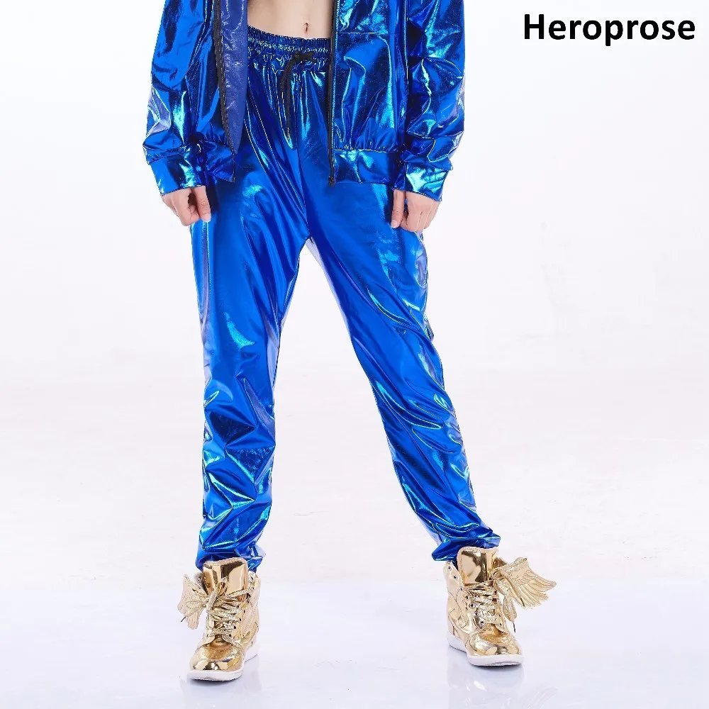 

Heroprose-Women's Mid Waist Trouser, Dance Club, Street Wear, Wide Leg, Loose Long Bloomers, Blue, Hip Hop, Harem Pants