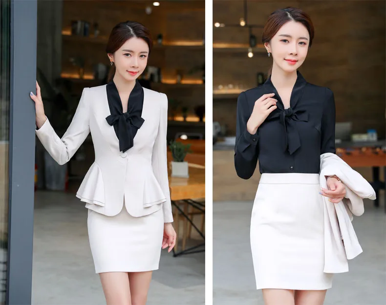 IZICFLY Spring Autumn Black Ladies Formal Uniform Designs Set for Women Blazer Elegant Feminino Business Skirt Suits Red