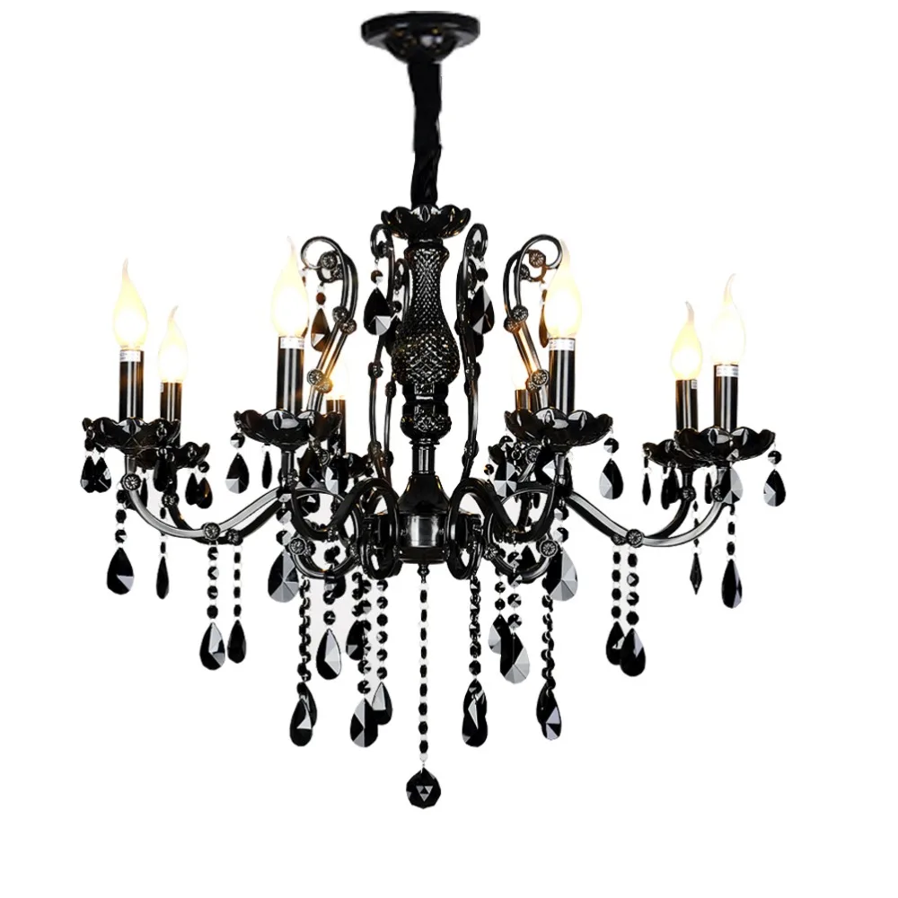 

Home Lamp Antique Black Crystal Chandelier Dining Room Chandelier Black Crystal Modern Candle Chandelier Lighting for Kitchen