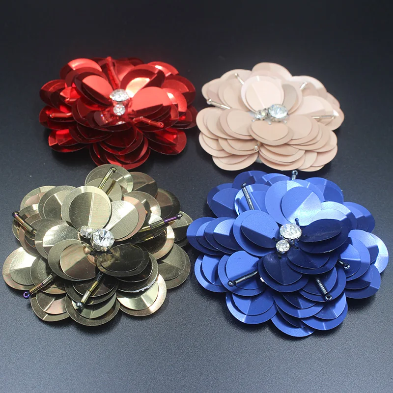 Multicolor large manual nail bead piece sequined flower patch clothing bags shoes DIY accessories decorative flowers 3D applique