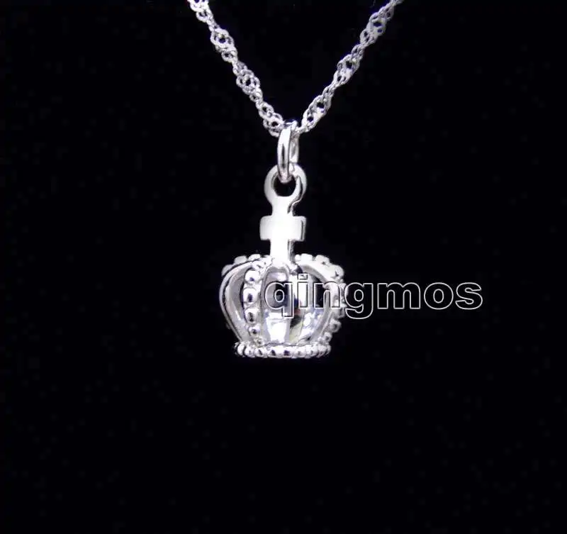 10mm White imperial crown shape silver 925 Pendant white Zircon free 18